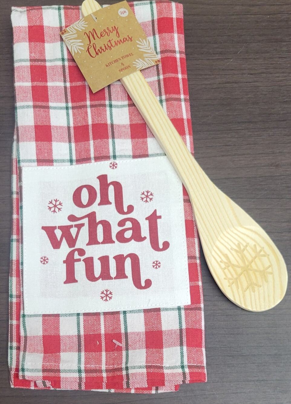 2pk Merry Christmas Kitchen Towel & Spoon (oh what fun)
